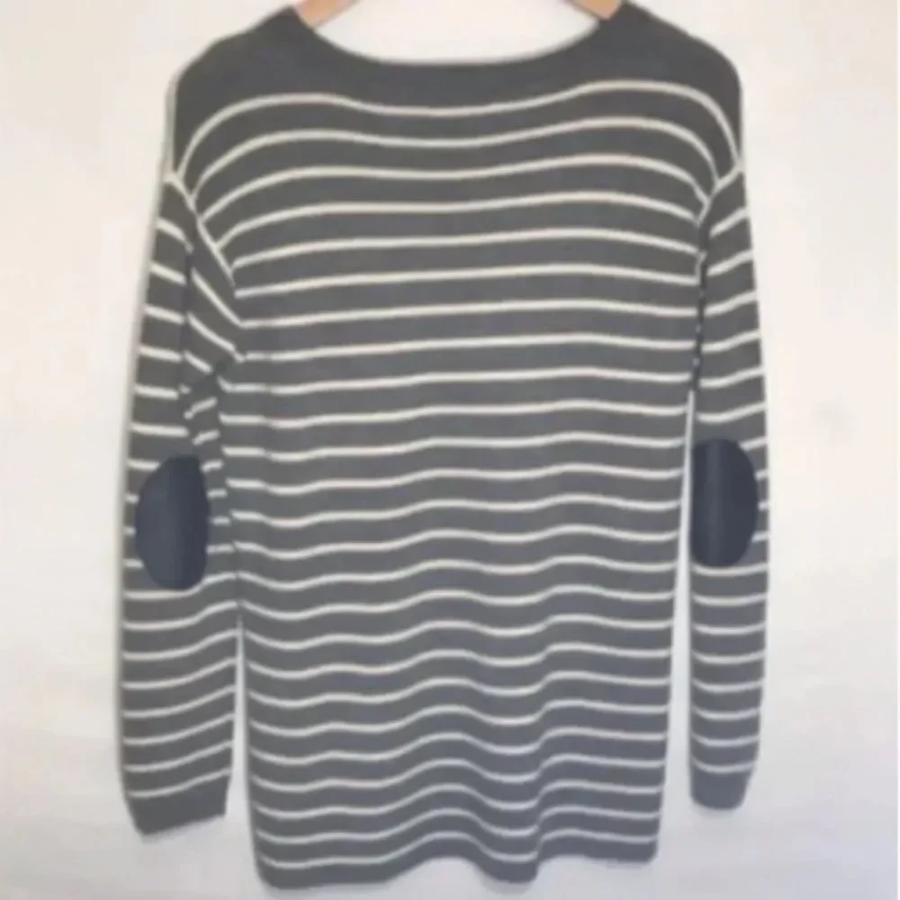 J. Crew Grey Striped Merino Wool Sweater